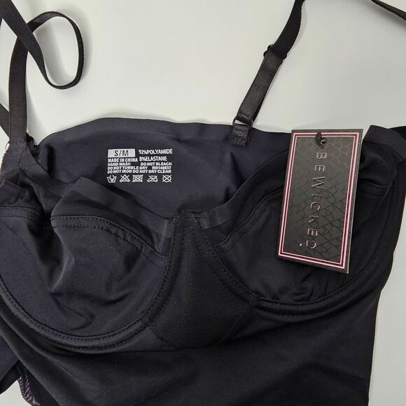 2/$40 NIB/NWT Bewicked Black Mesh Panel Bodysuit - Picture 5 of 7